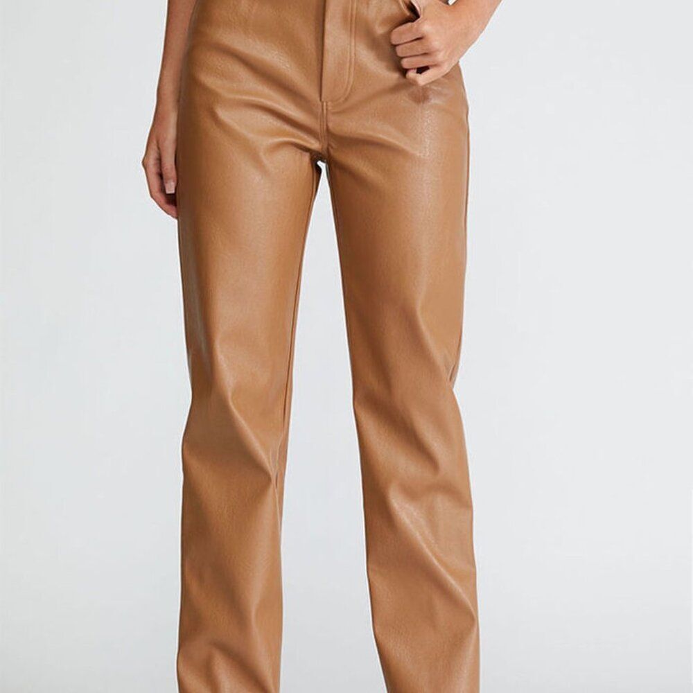 PacSun '90s Faux Leather By Pants  Size XS Tan Solid Color Retro 90's Y2K